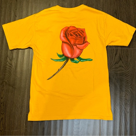 Obey Rose Back Graphic Logo Print Orange Short Sleeve Tee Shirt Size Small - Picture 2 of 5